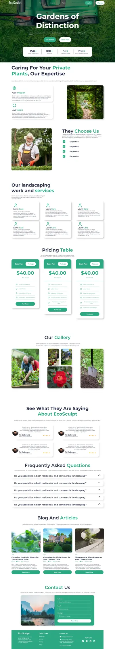 موقع تنسيق حدائق احترافي – EcoSculpt