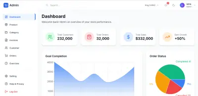 تطوير لوحة تحكم E-commerce Dashboard احترافية باستخدام Next.js و TypeScript