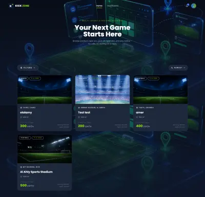 ‫منصة KICKZONE لإدارة الملاعب الرياضية وجدولة الحجوزات بدقة عالية‬