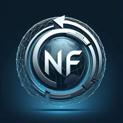 لوجو احترافي لمحل دفع إلكتروني "نيو فوري" بتصميم عالمي يعكس التحويل حول العالم