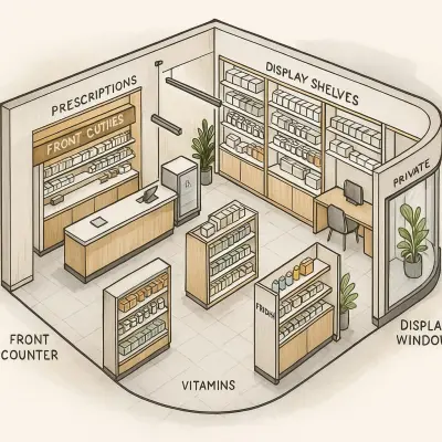 سكتش معماري 3D لصيدلية