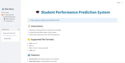 Student Performance Prediction System باستخدام Machine Learning وStreamlit.