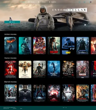 Landing page لموقع افلام