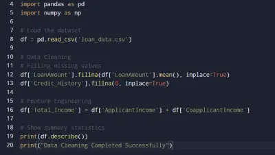 سكربت تنظيف ومعالجة بيانات القروض (Python Pandas)