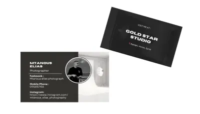 بطاقة عمل أبيض وأسود لمصور غرافيك