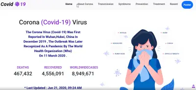 تصميم وبرمجة موقع ويبسايت عن مرض كورونا فيروس