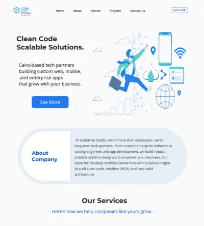 تصميم وبرمجة موقع شركة احترافي متكامل | Clean Code + UI/UX مميز