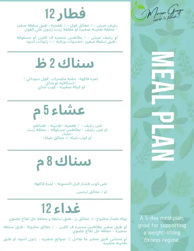 "تصميم خطة وجبات علمية شخصية للنساء – Weekly Meal Plan"