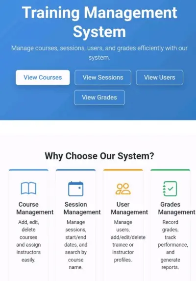 لوحة تحكم لإدارة المتدربين