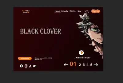 تصميم واجهة الصفحة الرئيسية لموقع سينما (Home Page Design)