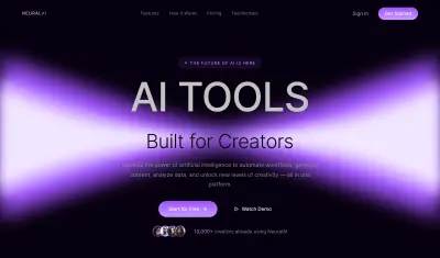 تصميم صفحة هبوط Landing Page لمنصة AI Tools