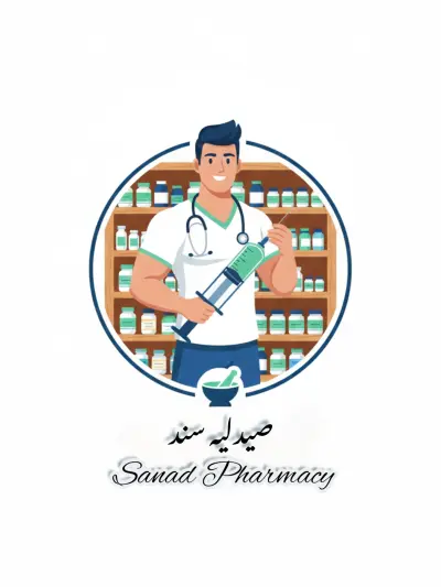 لوجو صيدليه كارتوني ب اسم صيدليه سند