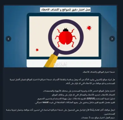 خدمة اختبار المواقع و اكتشاف الاخطاء