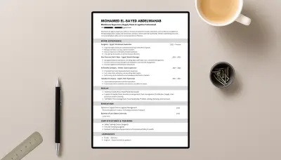 سيرة ذاتية احترافية باللغة الانجليزية متوافقة مع أنظمة الفلترة ATS