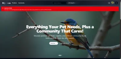 منصة Pet Store — متجر إلكتروني مع مجتمع تفاعلي لمحبي الحيوانات (Full Stack Development)