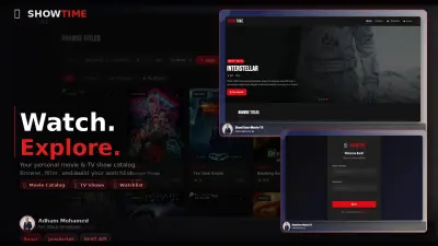 صفحة هبوط احترافية لمنصة أفلام ومسلسلات — تصميم عصري يشبه Netflix | React