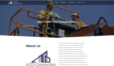 تطوير موقع شركة ACO للمقاولات (برمجة قالب ووردبريس مخصص)