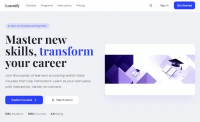 واجهة مستخدم لمنصة تعليم إلكتروني (E-learning Platform)