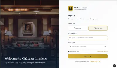 تصميم وبناء واجهة نظام إدارة فندق – UI/UX
