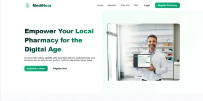 صميم وتطوير صفحة هبوط (Landing Page) متجاوبة لمشروع MediNear