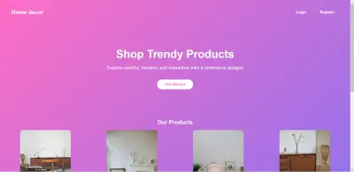 موقع Home Decor بسيط يحتوي على تسجيل دخول وعرض منتجات