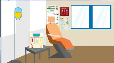 غرفة تبرع البلازما – تصميم توضيحي بأسلوب فيكتور احترافي