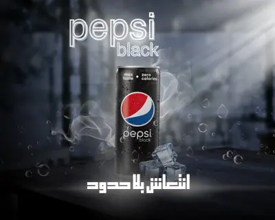 تصميم إعلاني تجاري لمنتج Pepsi Black