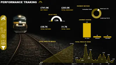 تحليل بيانات قطارات (SQL + Excel + Power BI) مع تصميم قاعدة بيانات وDashboard تفاعلي