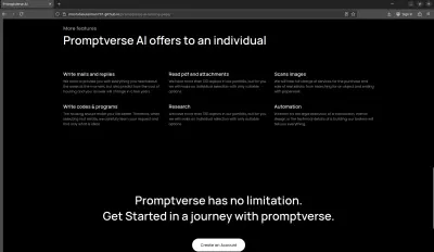 تصميم وتطوير صفحة هبوط "Promptverse AI"