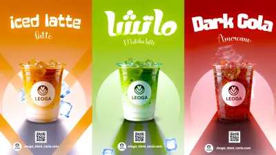 تصميم بوسترات دعائية لمشروبات علامة LEOGA