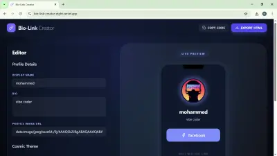 Bio-Link Creator: أداة ذكية لبناء صفحات الروابط الشخصية