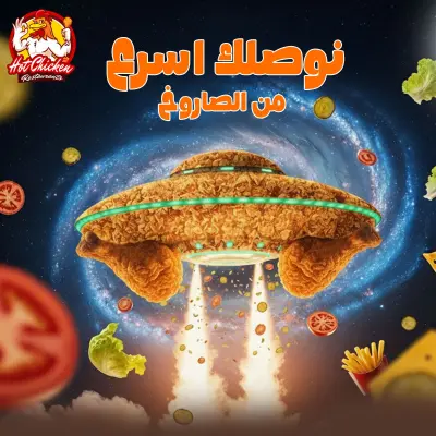 تصميم بوست سوشيال ميديا لمطعم دجاج