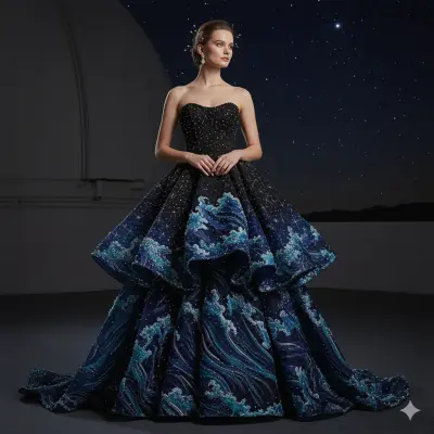 فستان أمواج العرش الكونية"