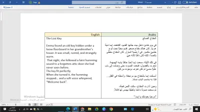 ترجمة قصة  المفتاح الضائع