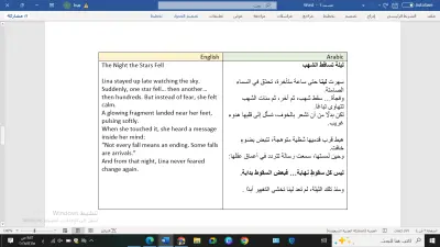 ترجمة قصة ليلة تساقط الشهب