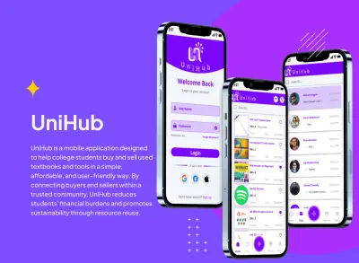 تصميم تطبيق UniHub لبيع وشراء الكتب الجامعية المستعملة | UI/UX Design