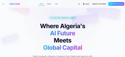 تصميم واجهة موقع تعريفي لفعالية استثمار في الذكاء الاصطناعي – SAIA 2026
