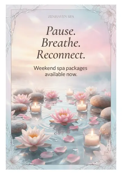 تصميم بوستر إعلاني A2 لـ Zenhaven Spa