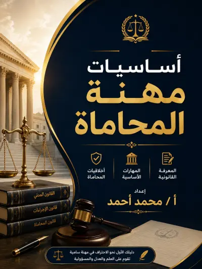 تصميم غلاف كتاب احترافي بعنوان "أساسيات مهنة المحاماة"