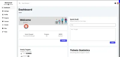 تصميم واجهة لوحة تحكم (Dashboard) احترافية وشاملة بنظام الـ Framework الخاص