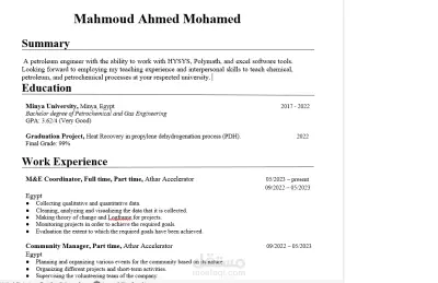 عمل نموذج سيرة ذاتية احترافي