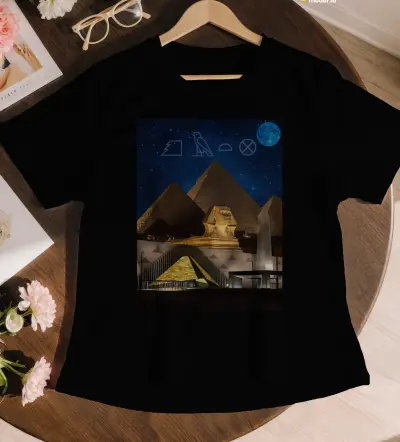 Mystic Pyramids, Great Sphinx & Grand Egyptian Museum ,logo T-Shirt