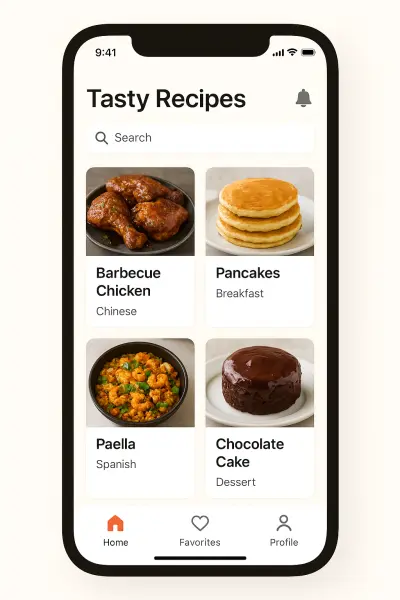 تطبيق وصفات أكل Flutter مع عرض الوصفات والتفاصيل