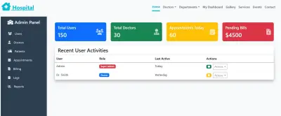 تطوير نظام إدارة مستشفيات متكامل ولوحة تحكم شاملة | Hospital Management System