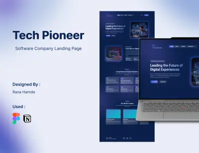 تصميم Landing Page حديث لشركة برمجيات – Tech Pioneer (UI/UX Design)