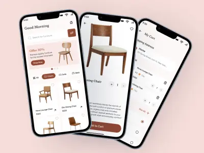 تصميم واجهات تطبيق أثاث عصري (UI Kit)