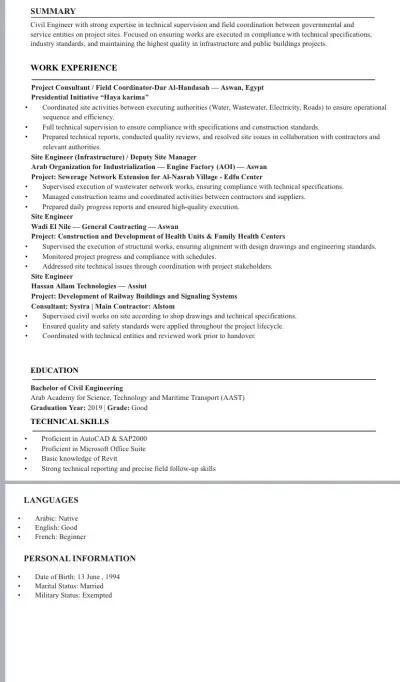 عمل سيره ذاتيه احترافيه متوافقه مع نظام ATS