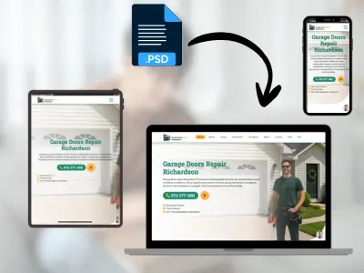 تحويل تصميم احترافي إلى موقع ويب متجاوب بالكامل.