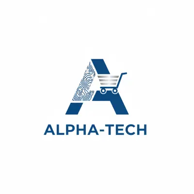 تصميم هوية بصرية متكاملة وشعار لمتجر "Alpha-Tech" الإلكتروني.