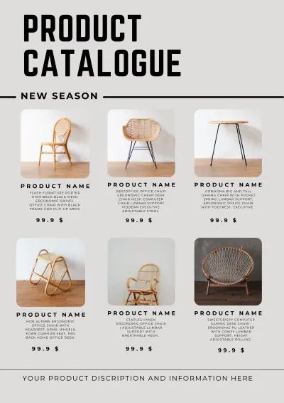 تصميم كتالوج منتجات احترافي | كتالوج أثاث وكراسي بتصميم عصري